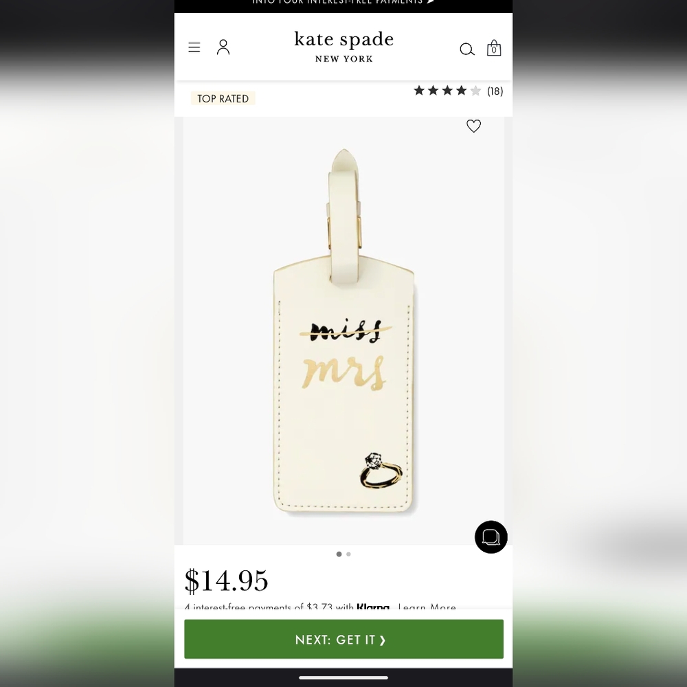 Kate Spade Miss to Mrs Luggage Tag (Wedding)